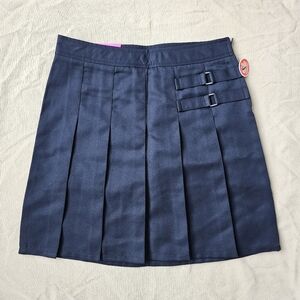 French Toast Dark Blue Pleated Mini Skirt